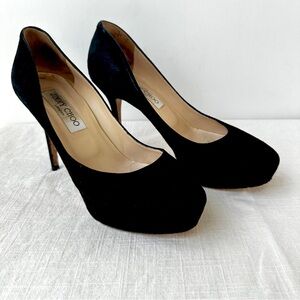 Jimmy Choo Ellis 120 suede platform pumps Black Luxury‎ Leather size 36.5